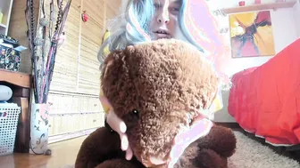 Your stepsister rides this huge plushies to a filthy orgasm