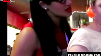 Unleashing the Beast Scorching Hot Milf Seduces Young Waitress into Pleasurable Lust Fest