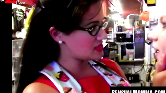 Unleashing the Beast Scorching Hot Milf Seduces Young Waitress into Pleasurable Lust Fest