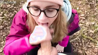 Erotic Fellatio into the Forest with Cum into Mouth
