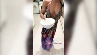 Amazingly Hot Blonde Lifts Dress Flexes Muscle Bums
