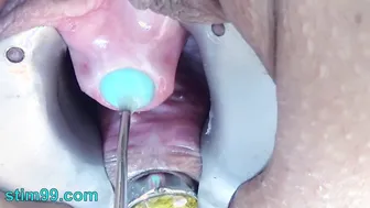 Stim99 extreme peehole fucking with big nuts toy