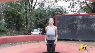 Jump and Running inside Outside Park by Katerina-Hartlova
