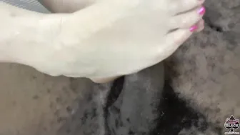 GRANNYLOVESBLACK - Grandmother Rubs Lubed Dick With Toes