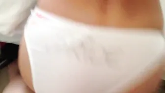 Husband fucking the next door inside her white satin underwear