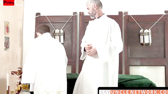 Holy Desire Naughty Priest Seduces Innocent Twink in sinful act of Bare Railing