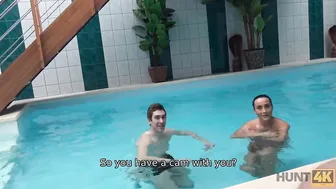 HUNT4K. Skinny dark haired has sex with stranger by the pool