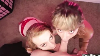 point of view babes sharing dick during sexsual head