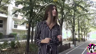 Goddess skank Lina Luxa with endless legs having gang-bang with three guys