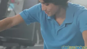 Milf fucks short bro before jizzed over melons