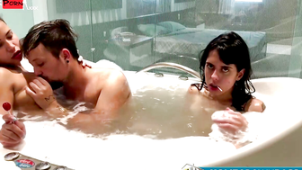 Scorching Surge in the Bathtub Scarlett, July, and Stephans Sizzling Threesome.