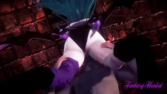 Darkstalkers Animated - Morrigan Head and nailed with multiple cum - Cartoon