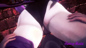 Darkstalkers Animated - Morrigan Head and nailed with multiple cum - Cartoon