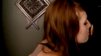 Stealing Cum Through the Glory Hole Blonde Bombshell Aria Takes a Massive Load Down the Throat
