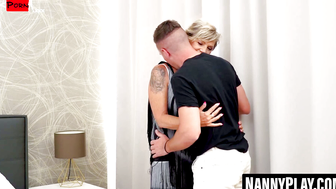 MATURE LOVE THREESOME - Older Woman & Young Man Share A Hot Milf