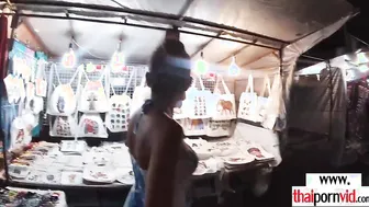 Amateur Thai barely legal Cherry saying thank you to her huge white cocked