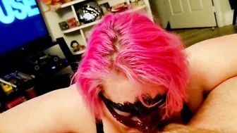 Hotwife blows and deepthroats gigantic penis like a hot