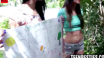 DEForestation Goes Wild Three Brunette Babes Take on the Ultimate logging Machine!