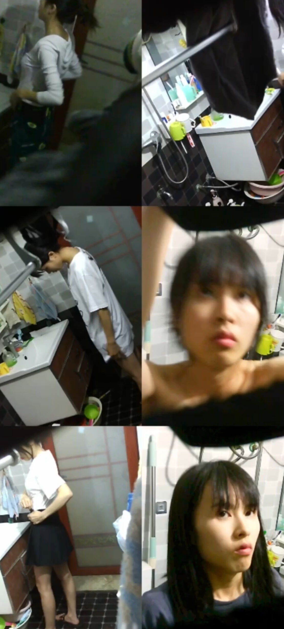 Peeking at China girls bathing in the bathroom
