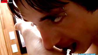 Naughty Riley Wiggins Takes on Two Men at Once CumFilled Cock Sucking and Foot Worshiping Orgy