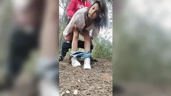 Abusing a little teenager into the woods and I cum