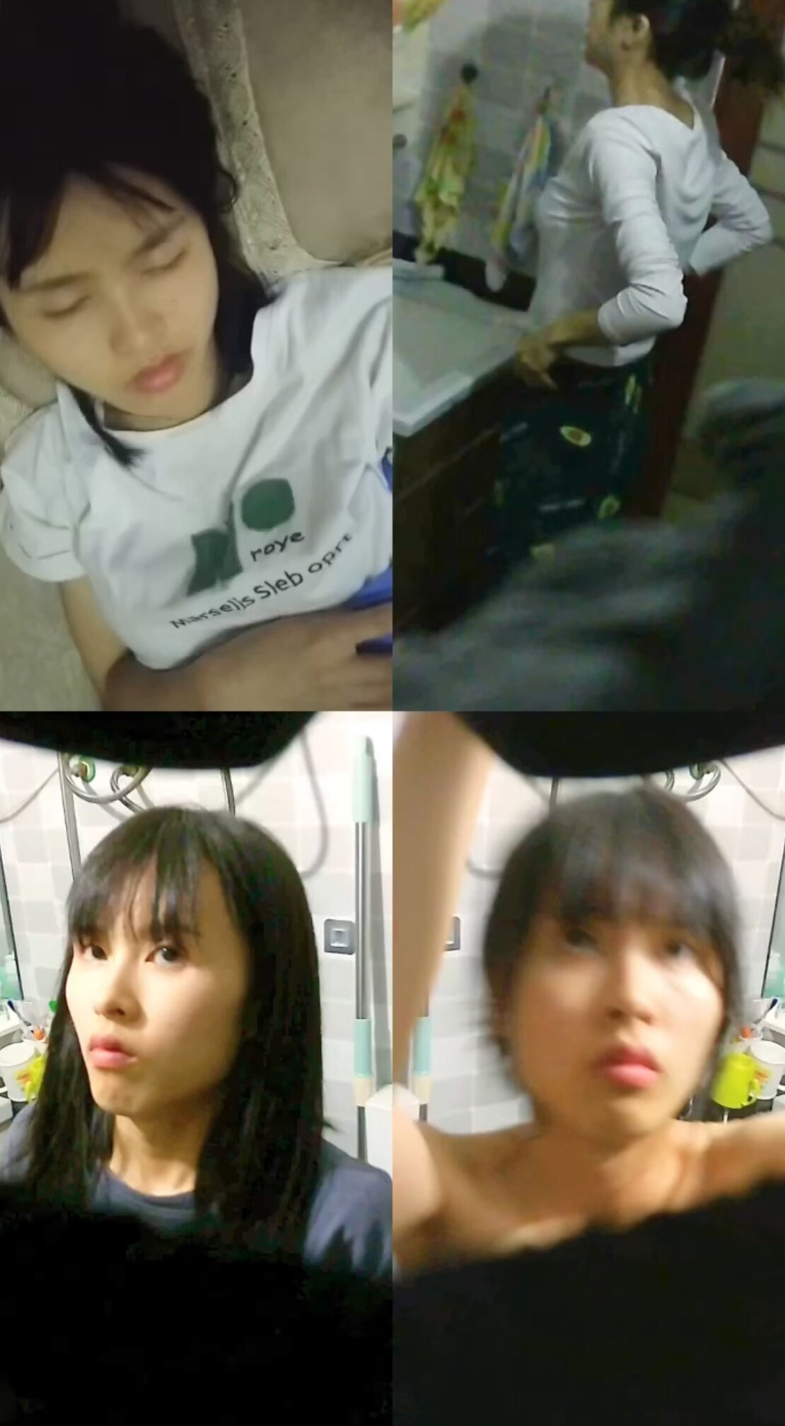 Peeking at China girls bathing in the bathroom