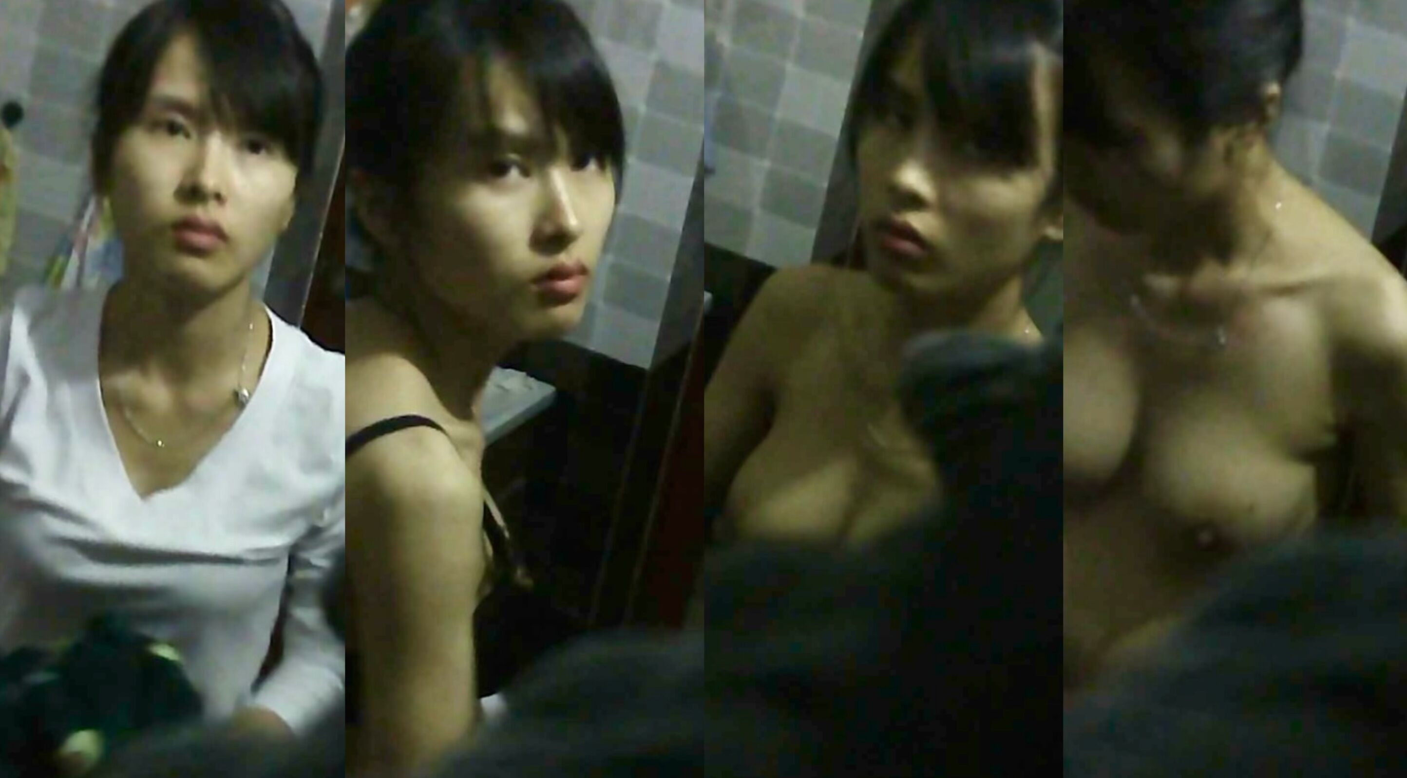 Peeking at China girls bathing in the bathroom