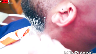 Bearded Billionaire Bruno Max Pays His Hung Barber Ricky Hard with Savage Fing Skills