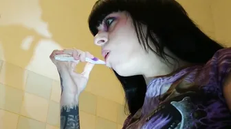 Sub watching his dom brushing her teeth pt1 HD