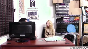 Extra tiny and adorable blonde shoplifter Sadie get caught again