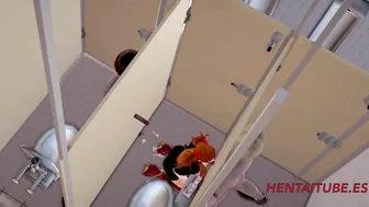 Evangelion Cartoon - Asuka is Banged inside a Outside Bathroom