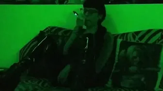 Babe gothic dominatrix smoking into mysterious green light pt2 HD