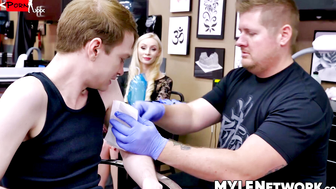 Tattooed Temptation Natasha James Gets Ink ed by Young Lovers Massive Cock!