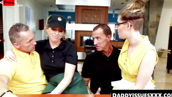 UNBELIEVABLE! Bootylicious teen Niki Snow gets ROUGHED UP by her DADS F motorsports driver573