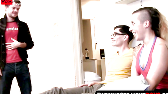 Triple Threat Naughty Straight Guy Meets Naughty Slut and Sloppy Friend