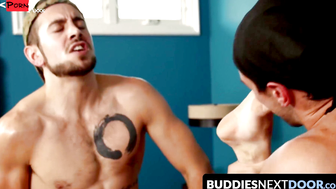 Throated - Hunk's Raw Rough Anal Pounding in Threeway Orgy