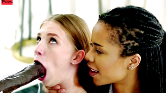 Thrice The Pleasure! Threeway Romance with Small-Framed Babes Sharing A Huge Black Dick