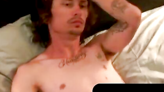 While Watching porn video – Bad Boy Boner Tattooed Stud Satisfies Himself