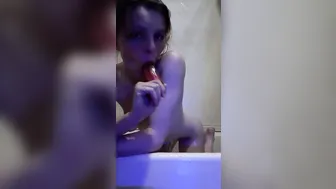 Smoking and Giving my Sex Toy a FELLATIO into the Shower