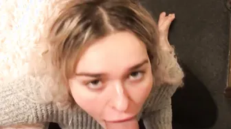 European bimbo Eva drinks COFFEE with CUM