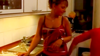 Sticky Situation Two Friends Get Sweaty in the Kitchen