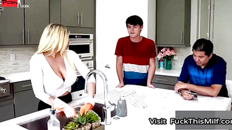 Satisfying Her Husbands Thirst Busty Brunette Takes on Two
