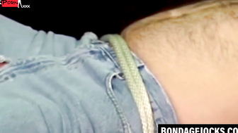 Tied Up and.loads, lusty, rugged young stud takes a whipping