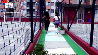 Sweaty Seduction Colombian Cuties Pump Iron Together