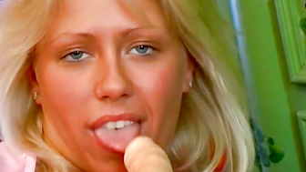 Hot blonde teen masturbating in bathroom with vibrator -> "Blondie's Vibrant Pleasure", featuring porn star [Actor]