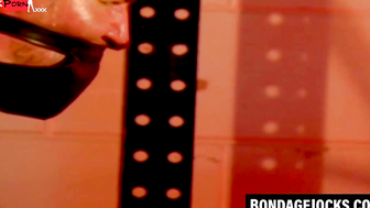 "Bondage Brawl - Fitness Guys Struggle to Escape Bonded in Kinky Wrestling"