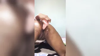 Light Skin Lady Fucks her Whore Holes all Oiled up