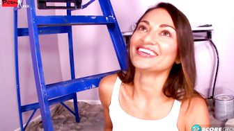 White Shirt porn video – "Valentina Vixon - Striptease & Fingering On A Ladder With Nipple Play"