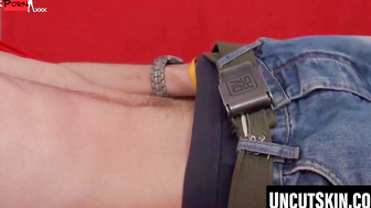 "Uncensored Amateur - Slow Motion Close-Up of Uncircumcised Penis Wanking"