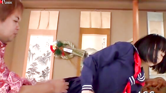 Asian bimbo Yuri Sakurai gets her tight pussy pounded hard in steam bath sex adventure